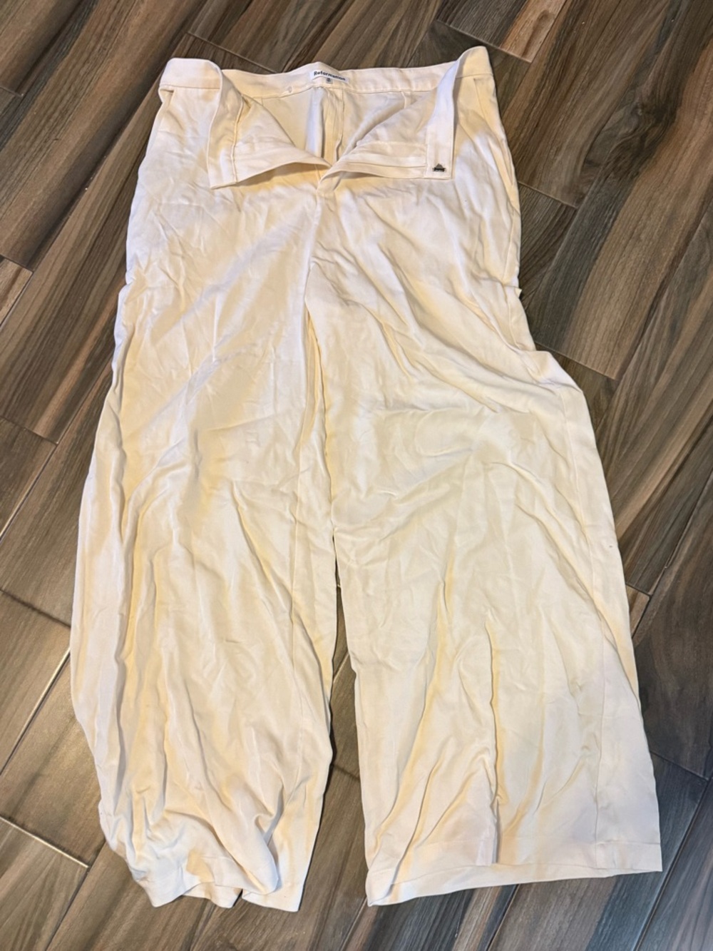 Reformation Cream Wide-Leg Trousers